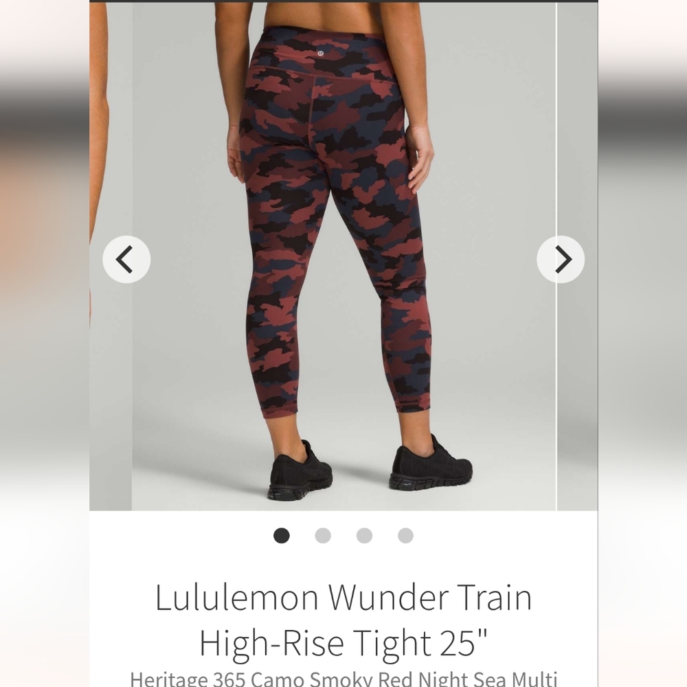 Lululemon Wunder Train HR 25in Sz 4 Tights Camo Smokey Red Night Sea